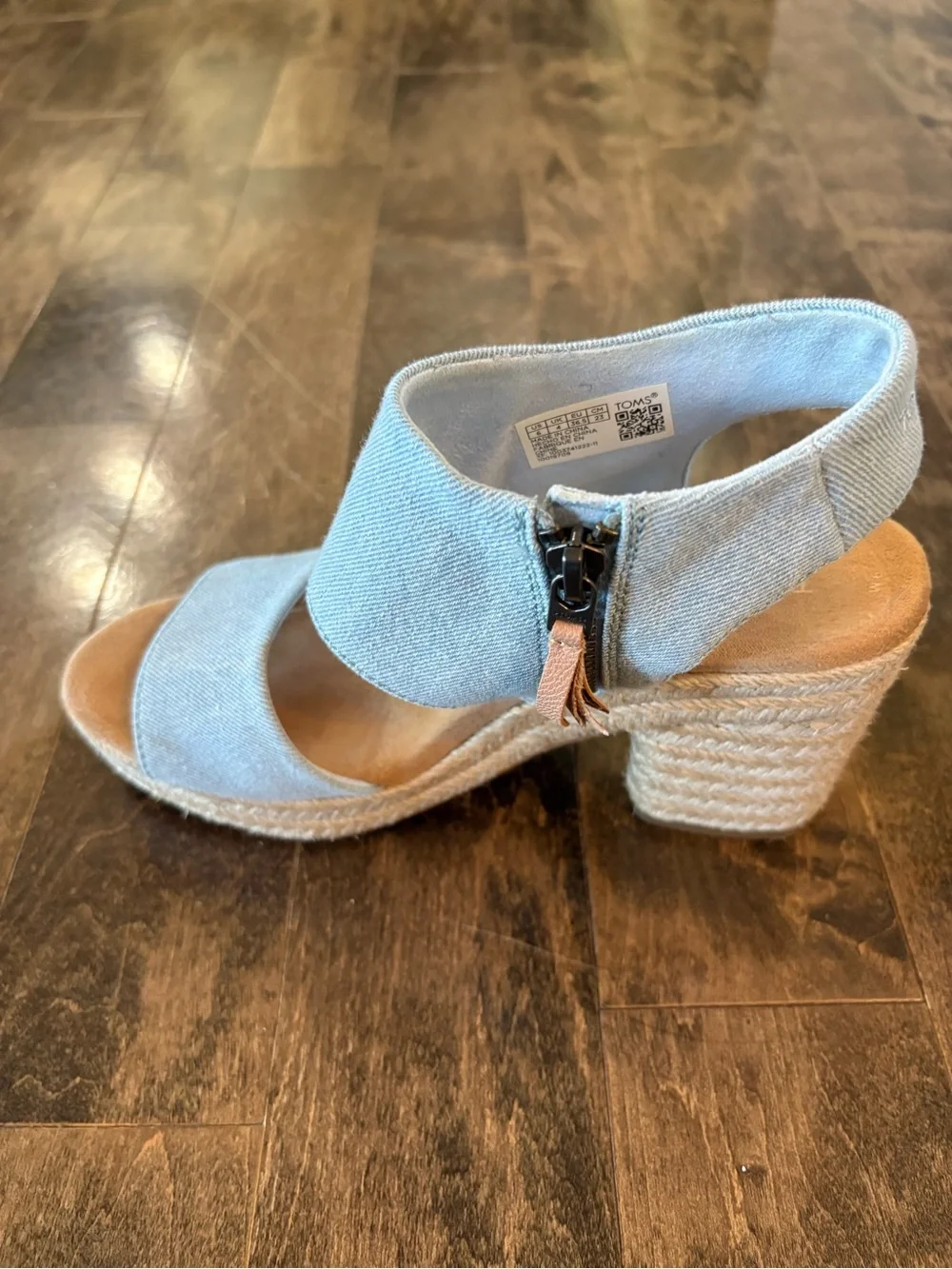 TOMS Majorca Platform Sandals Light Blue Denim Sz 6